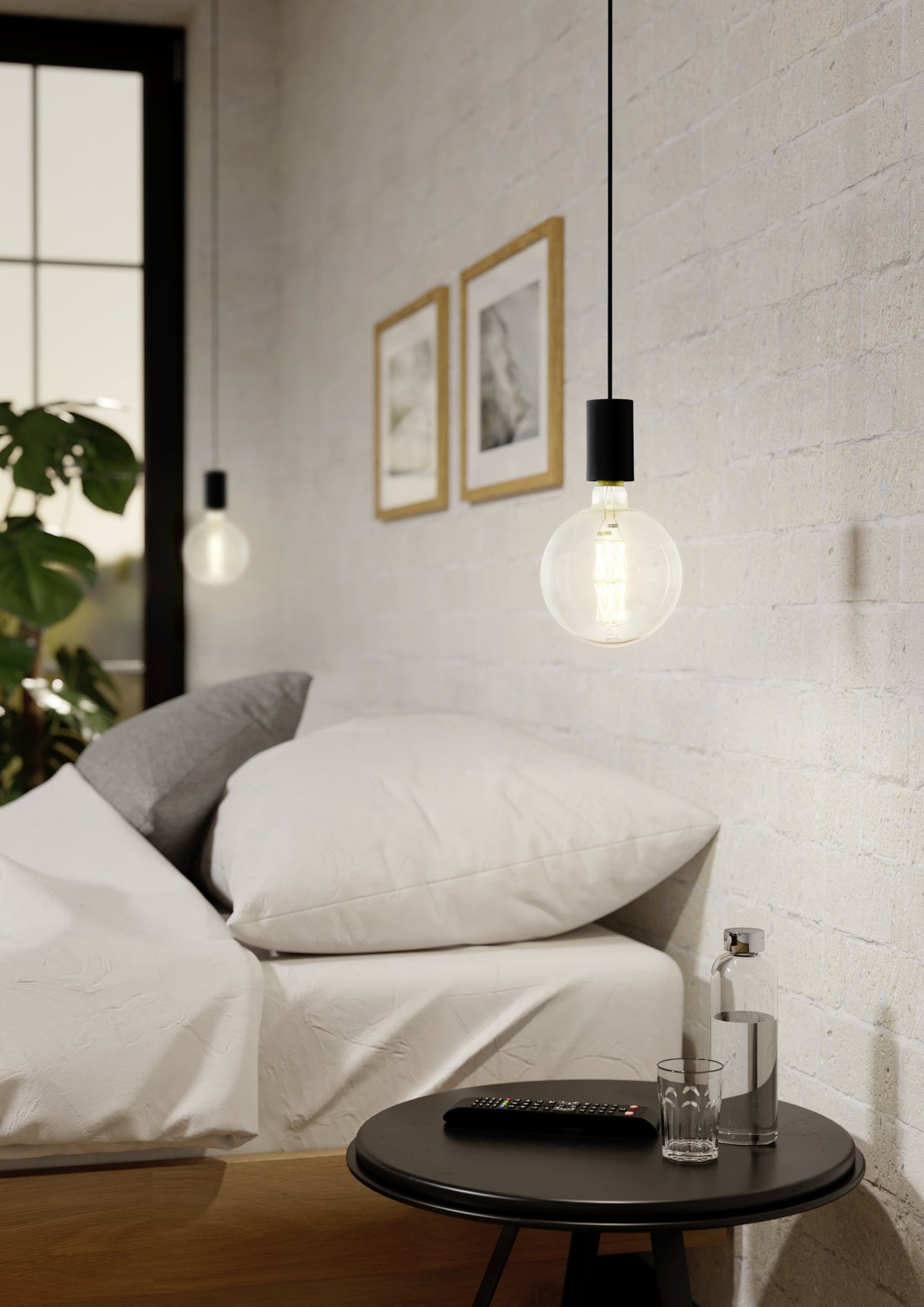 Eglo EU POZUETA Pendant Light – Black Steel, E27, Slim Industrial Design, Indoor Ceiling Lighting