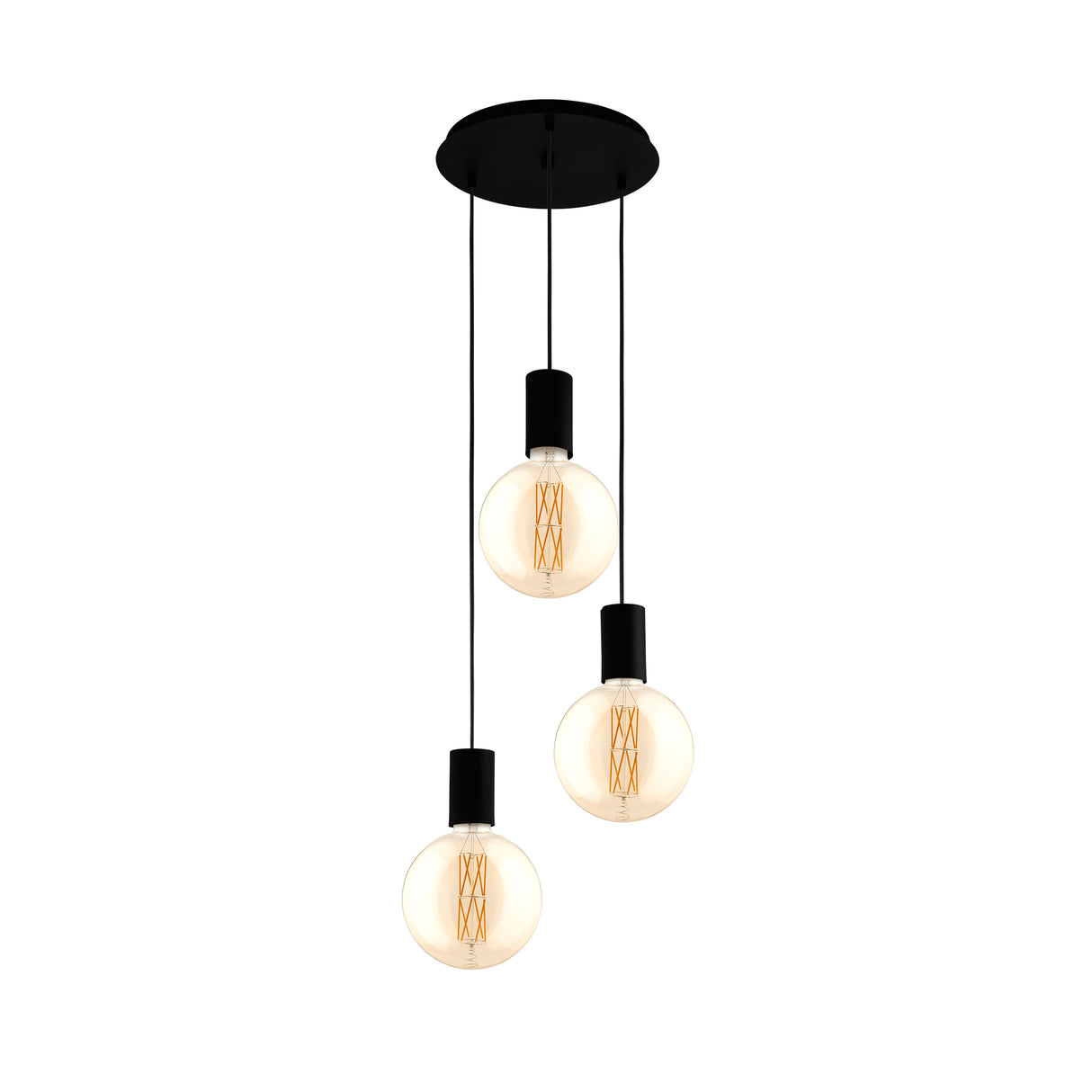 Eglo EU POZUETA Pendant Ceiling Light – Black Steel Design, Extra?Long Drop, E27, Indoor Lighting