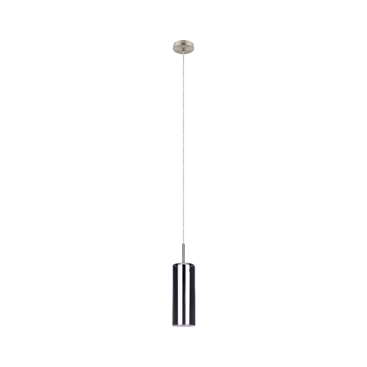 Eglo EU SELVINO Pendant Ceiling Light – Smoked Glass & Satin Nickel Finish, E27, Height Adjustable