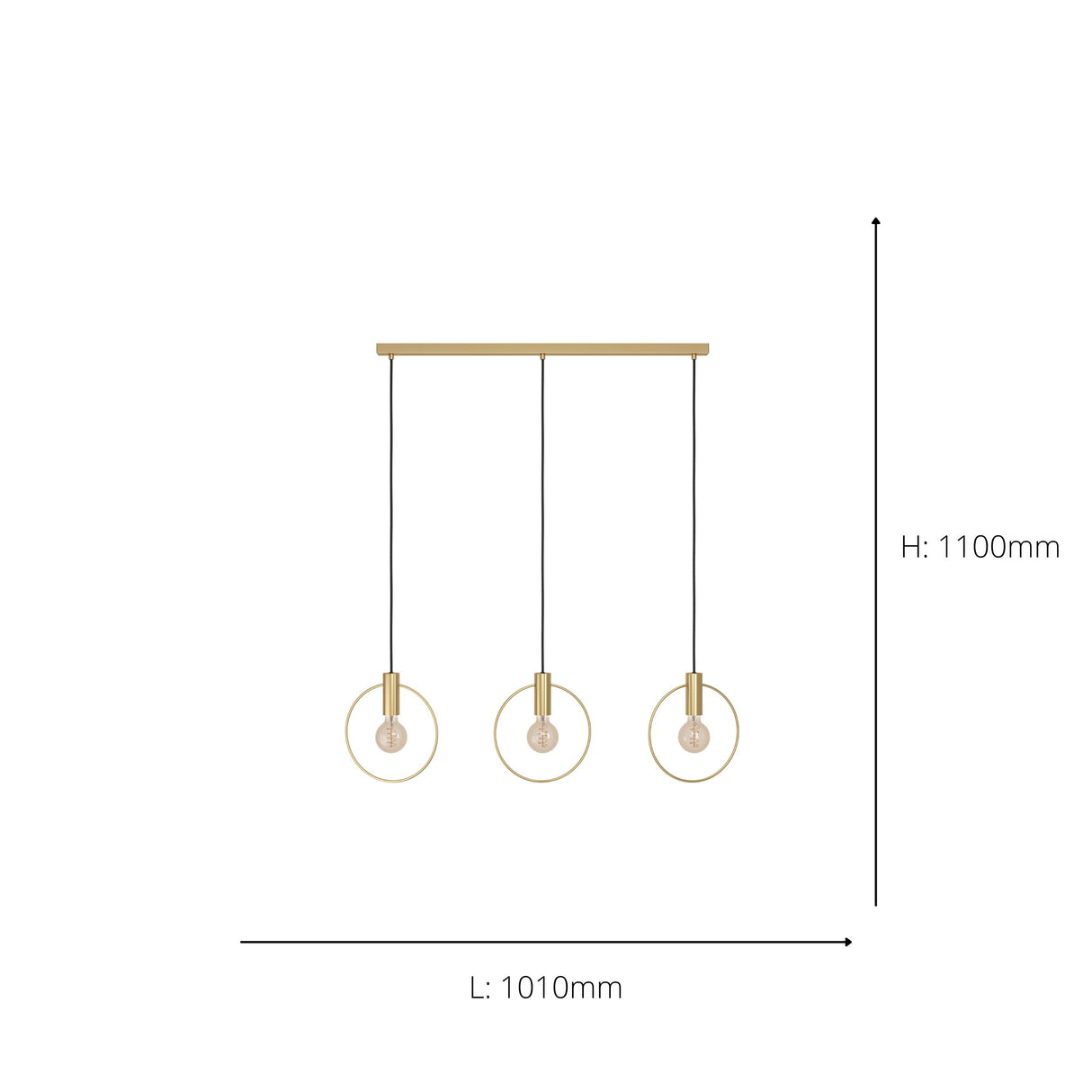Eglo EU Manizales Brushed Brass Art-Deco 3-Light Pendant