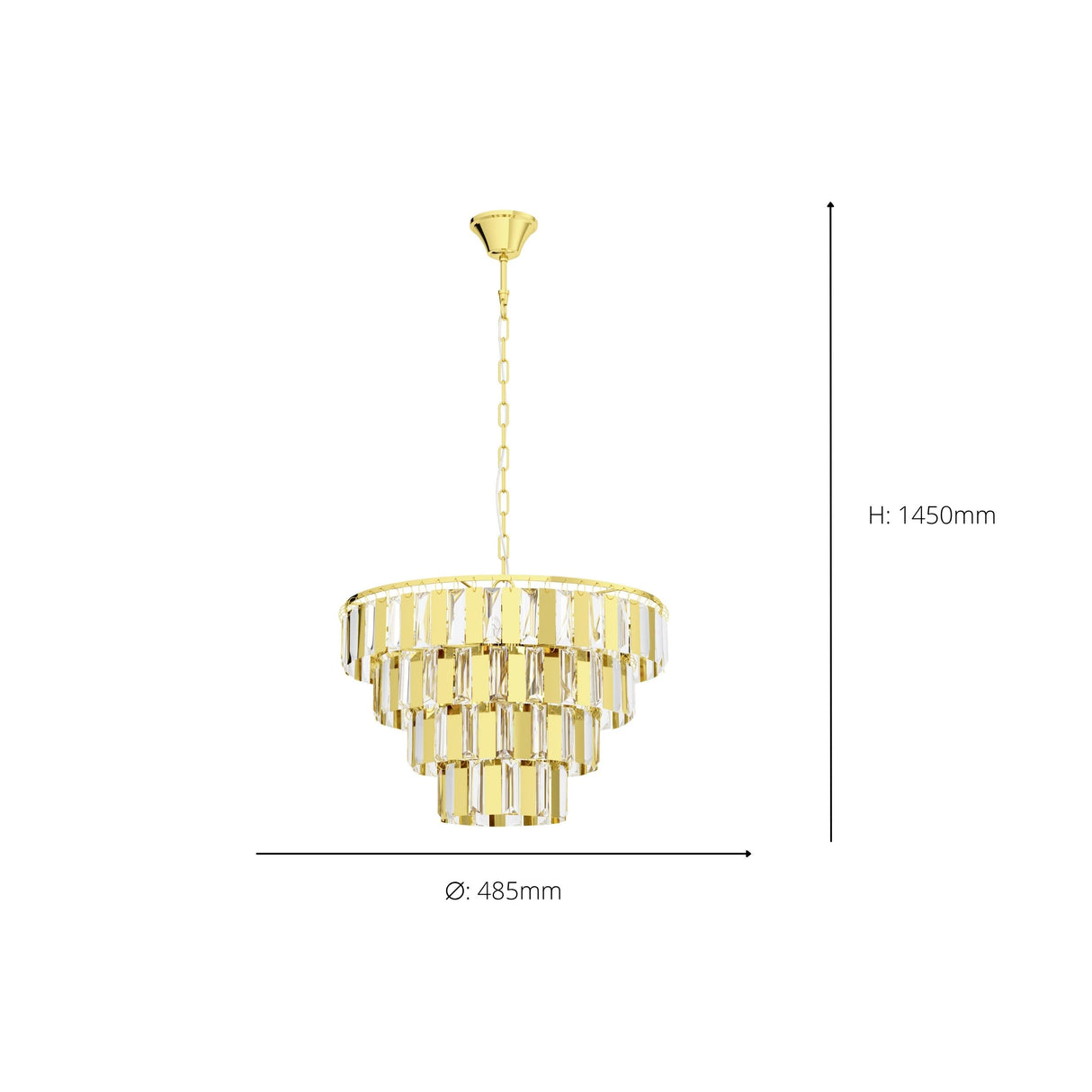 Eglo EU Erseka Elegant Timeless Brass Crystal Pendant Light