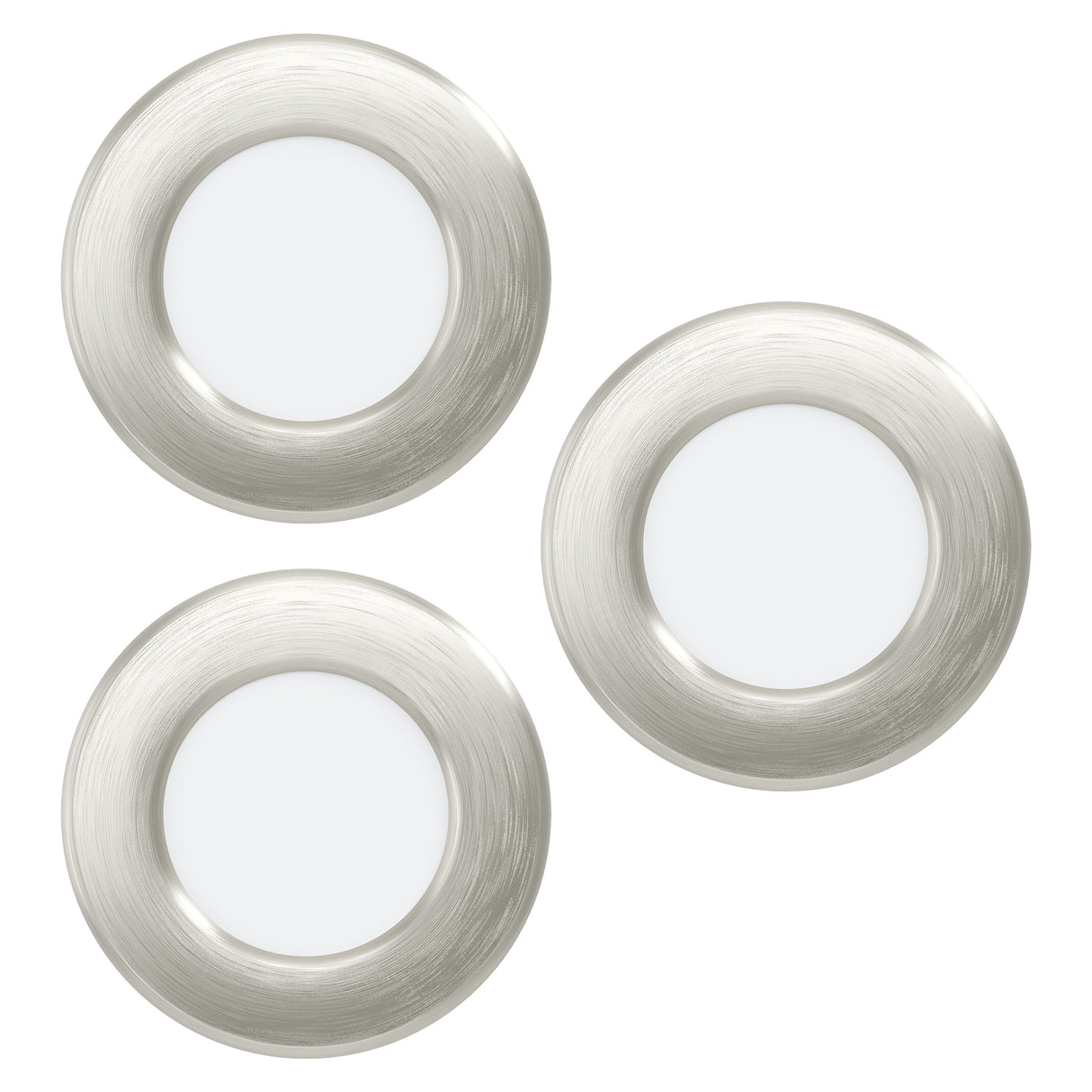 Eglo EU Fueva 5 Satin Nickel LED Round Set of 3 Recessed Light, 8.6cm, 3000K