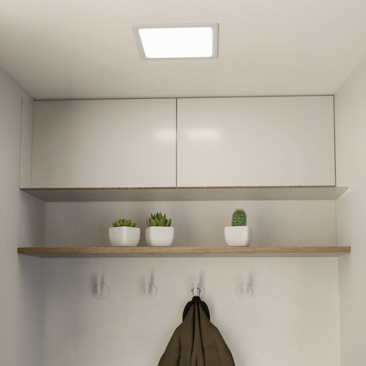 Eglo EU FUEVA?5 LED Recessed Light – White Steel, Warm White, Square Ceiling Downlight, Indoor Lighting
