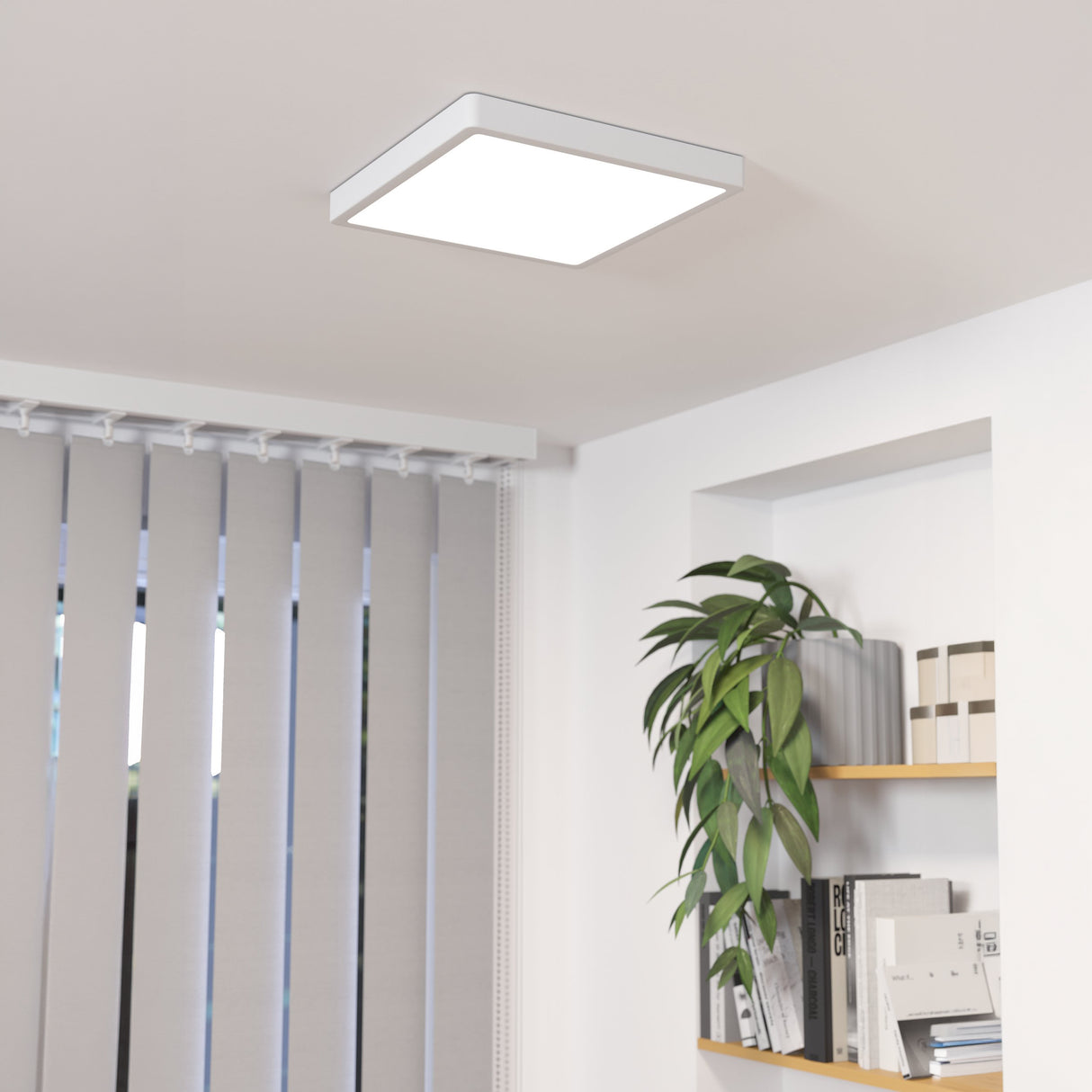 Eglo EU FUEVA?5 Surface?Mounted LED Ceiling Light – White Steel, Square, Warm White, Indoor Lighting