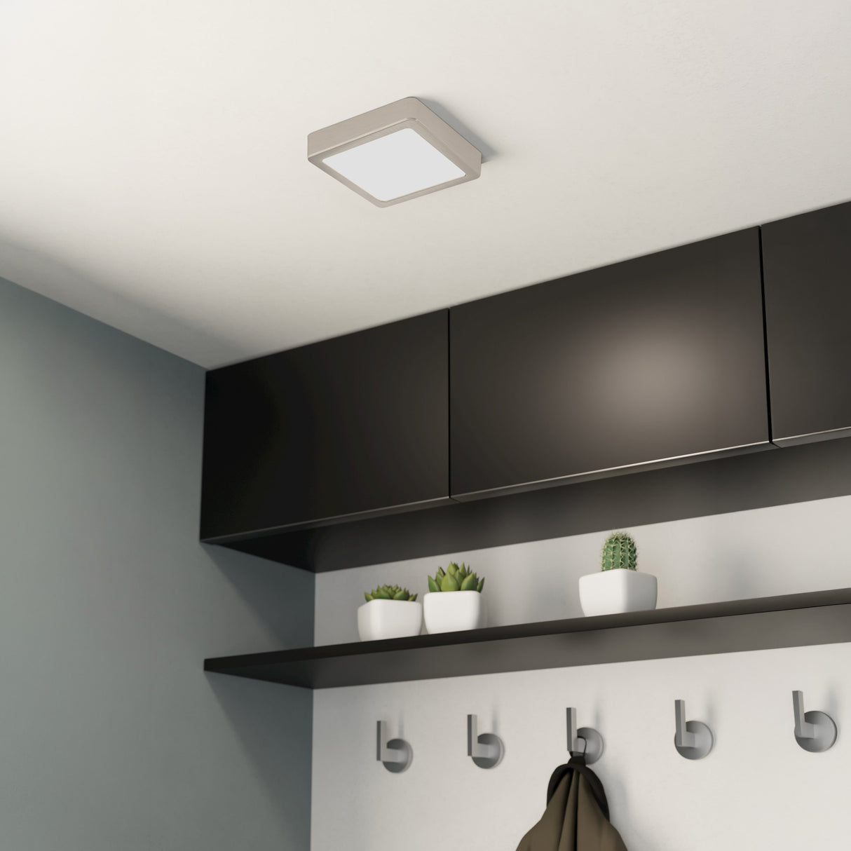 Eglo EU Fueva 5 LED Square Satin Nickel Steel Surface-Mounted Light, 16cm, 3000K