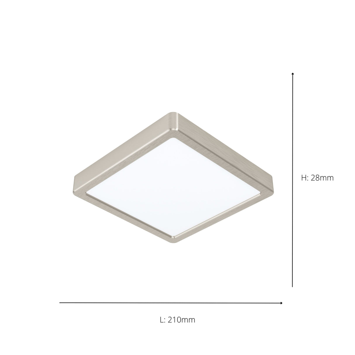 Eglo EU FUEVA?5 LED Surface?Mounted Light – Satin Nickel Steel, Neutral White, Square Ceiling Light, Indoor Lighting