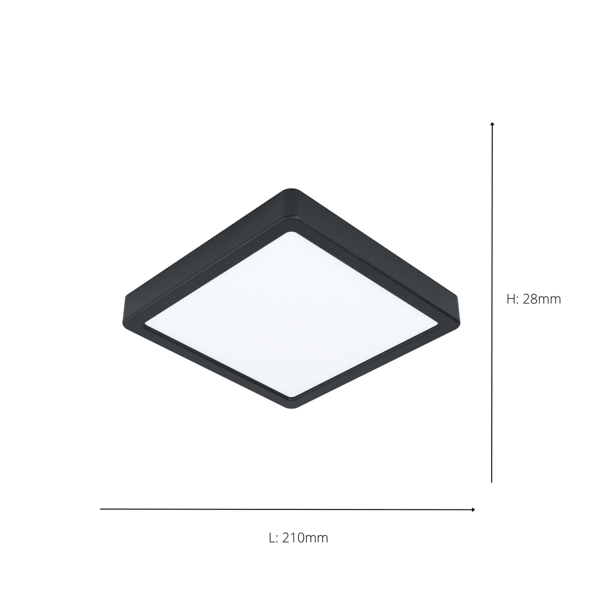 Eglo EU FUEVA?5 LED Surface?Mounted Light – Black Steel, Neutral White, Square Ultra?Slim Ceiling Light, Indoor Lighting