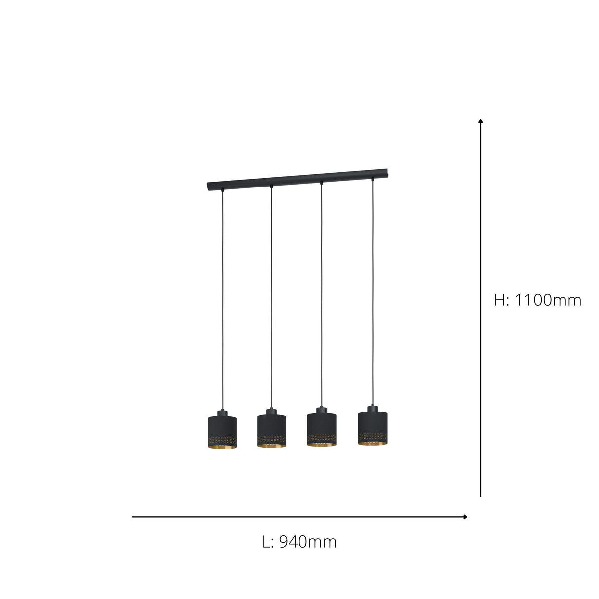 Eglo EU Esteperra 4-Light Black And Gold Cut-Out Single Pendant