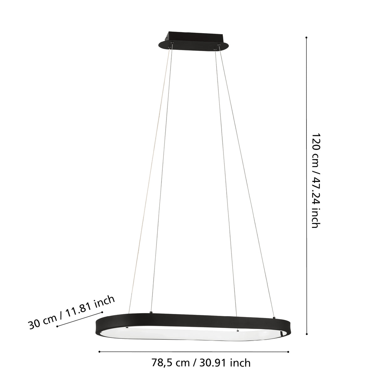 Eglo EU Codriales Modern Black LED Oval Pendant Light