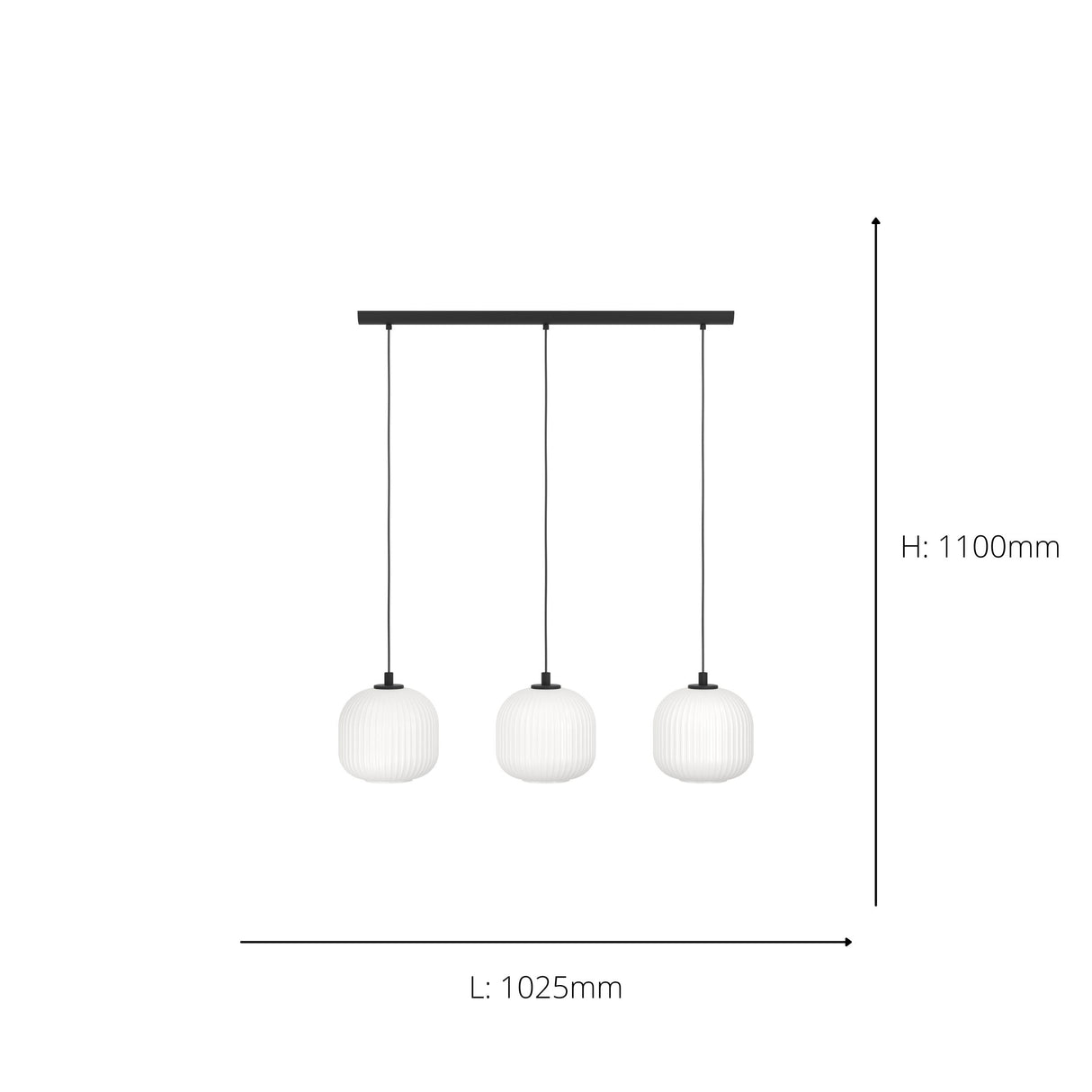 Eglo EU Mantunalle Steel Black & White Modern 3-Light Pendant