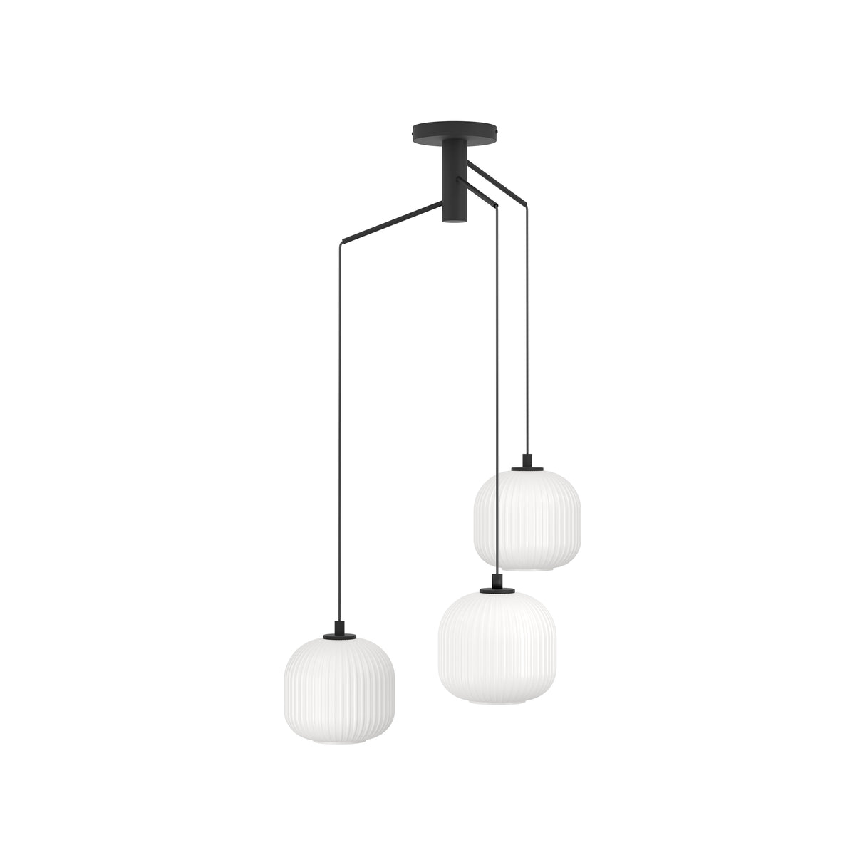 Eglo EU Mantunalle White Glass & Steel 3-Light Pendant