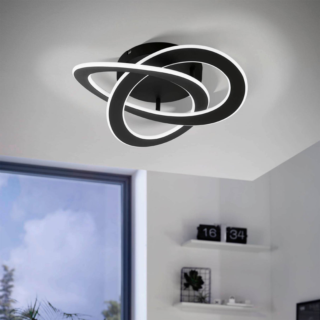 Eglo EU Gorosiba 1 Black Steel & Glass Modern 4-Light Ceiling Light