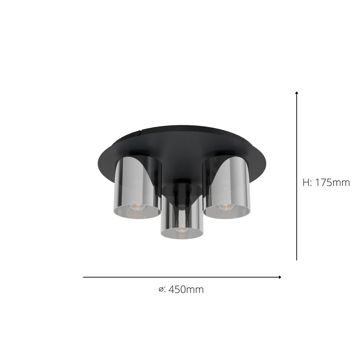 Eglo EU Gorosiba 1 Black Steel & Glass Modern Ceiling Light