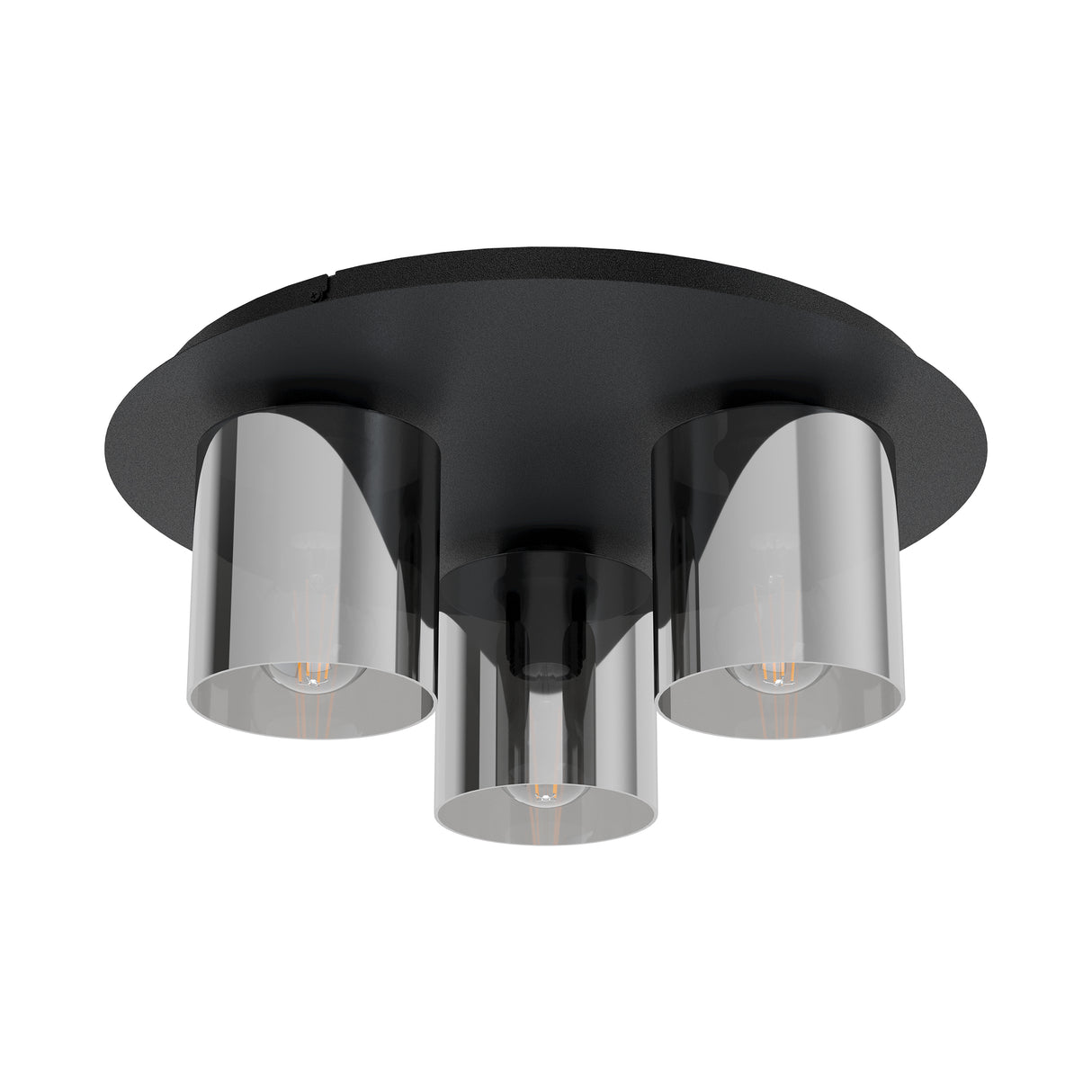 Eglo EU Gorosiba 1 Black Steel & Glass Modern Ceiling Light