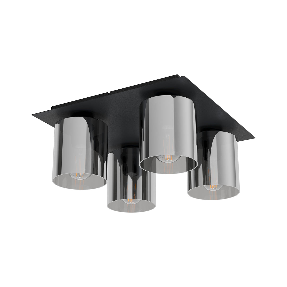 Eglo EU Gorosiba 1 Black Steel & Glass Modern 4-Light Ceiling Light