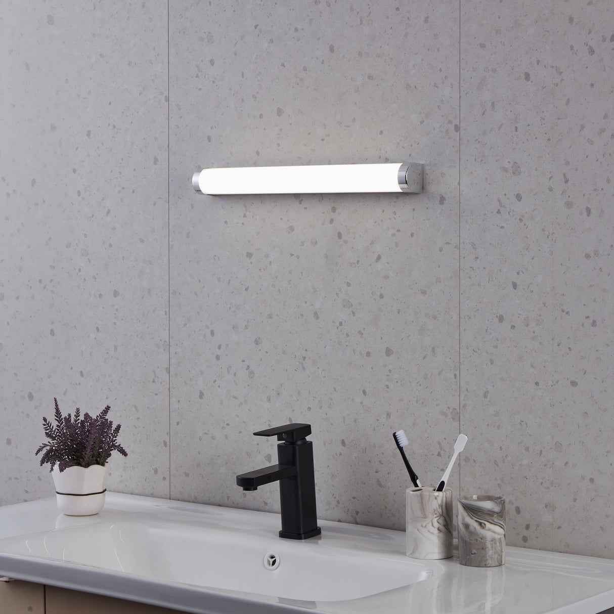 Eglo EU Tragacete 1 LED Chrome Plastic & Steel Bathroom Mirror Light, 45cm