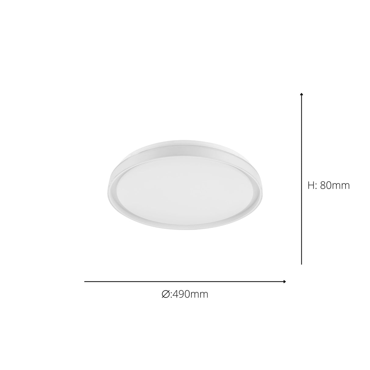 Eglo EU SELUCI LED Ceiling Light – White Finish, Tuneable White 3000–6500K, Remote Control, 490mm Indoor Ceiling Light