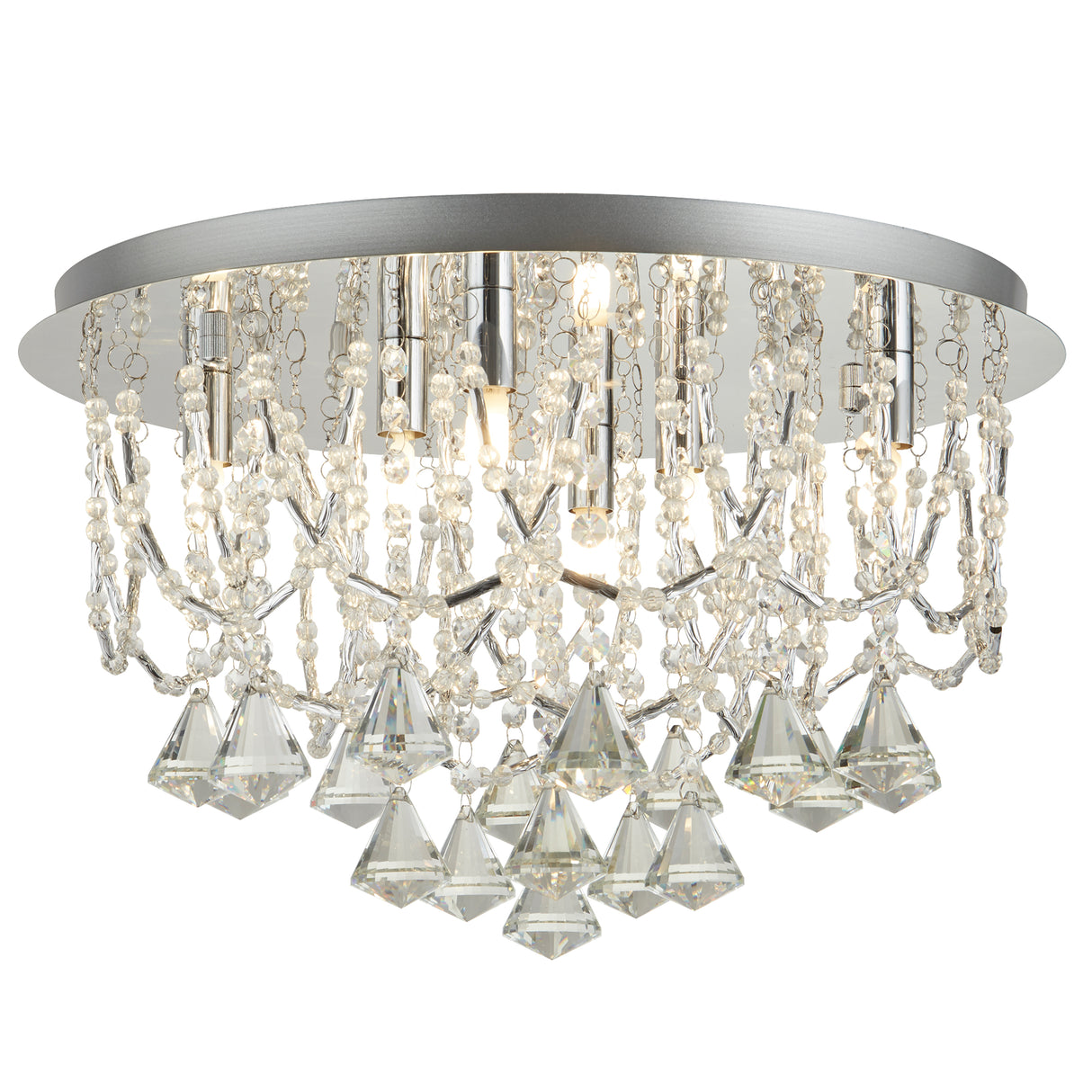 Mela 6Lt Flush - Chrome & Clear Crystal Pyramid Drops