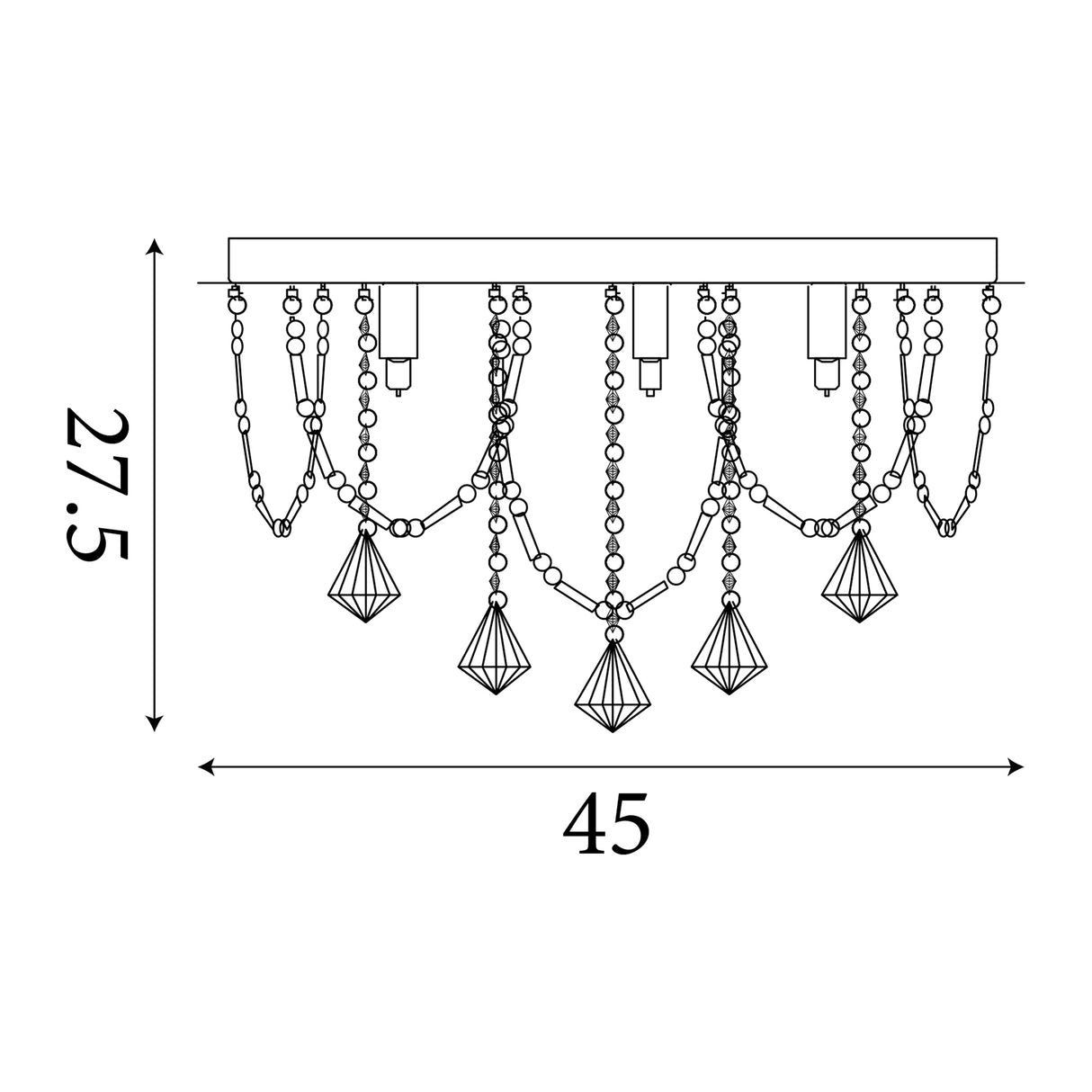 Searchlight Electric Mela 6Lt Flush - Chrome & Clear Crystal Pyramid Drops 9986-6CC