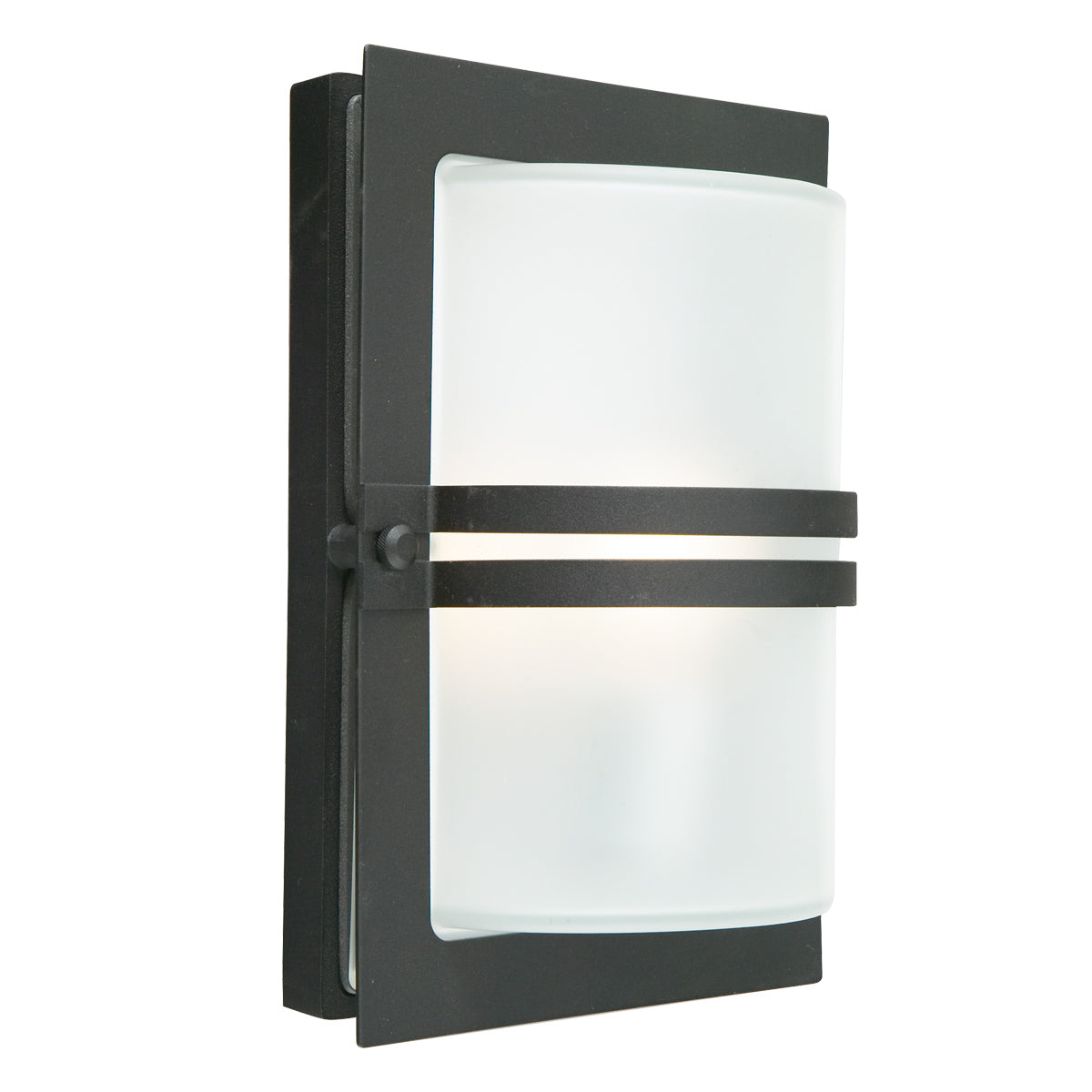 Norlys Basel 1 Light Wall Lantern - Black With Frosted Glass BASEL-E27-BLK-F