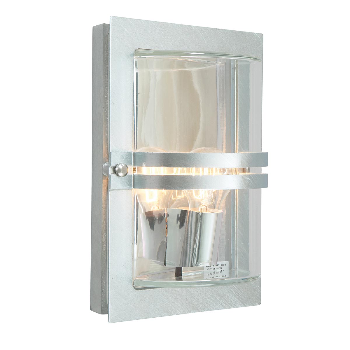 Norlys Basel 1 Light Wall Lantern - Galvanised With Clear Glass BASEL-E27-GAL-C