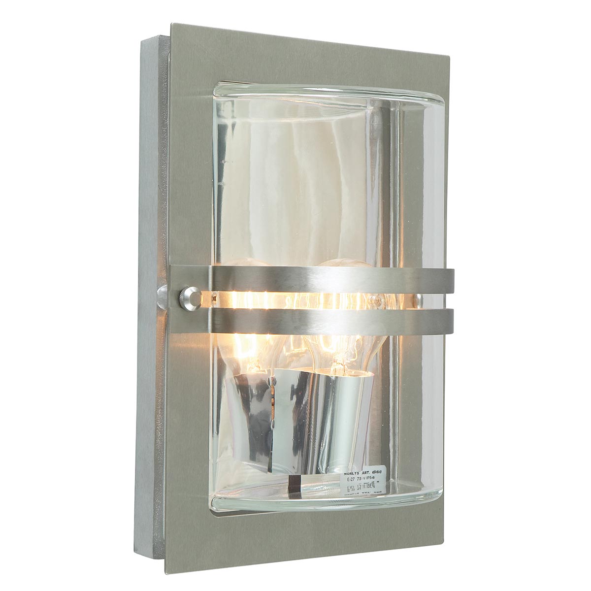 Norlys Basel 1 Light Wall Lantern - Stainless Steel With Clear Glass BASEL-E27-S-S-C