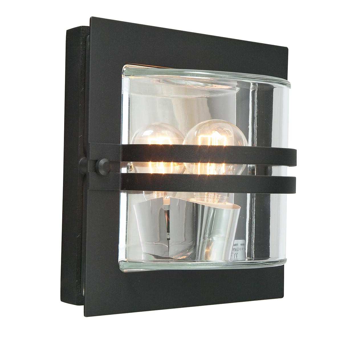 Norlys Bern 1 Light Wall Lantern - Black With Clear Glass BERN-E27-BLK-C