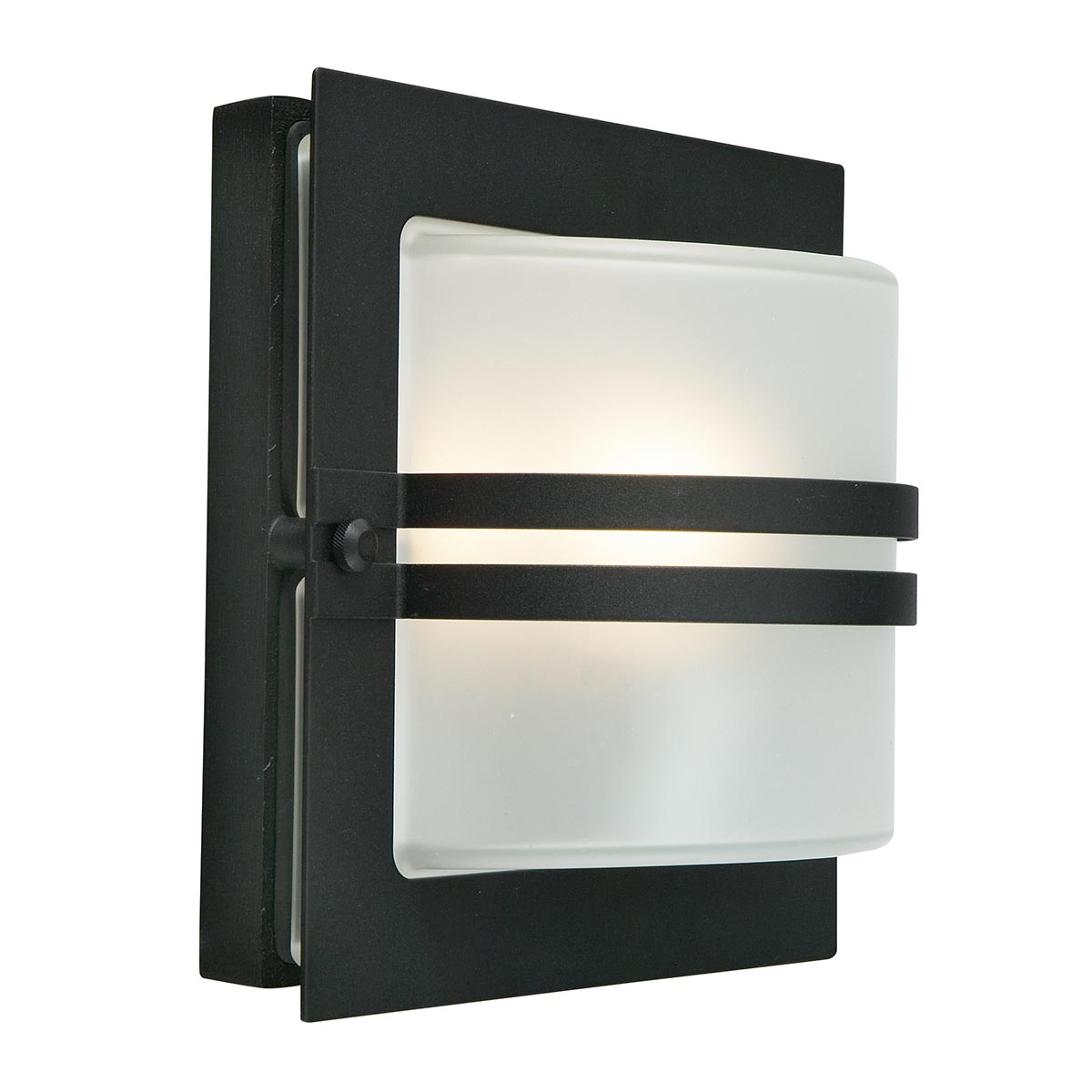 Norlys Bern 1 Light Wall Lantern - Black With Frosted Glass BERN-E27-BLK-F