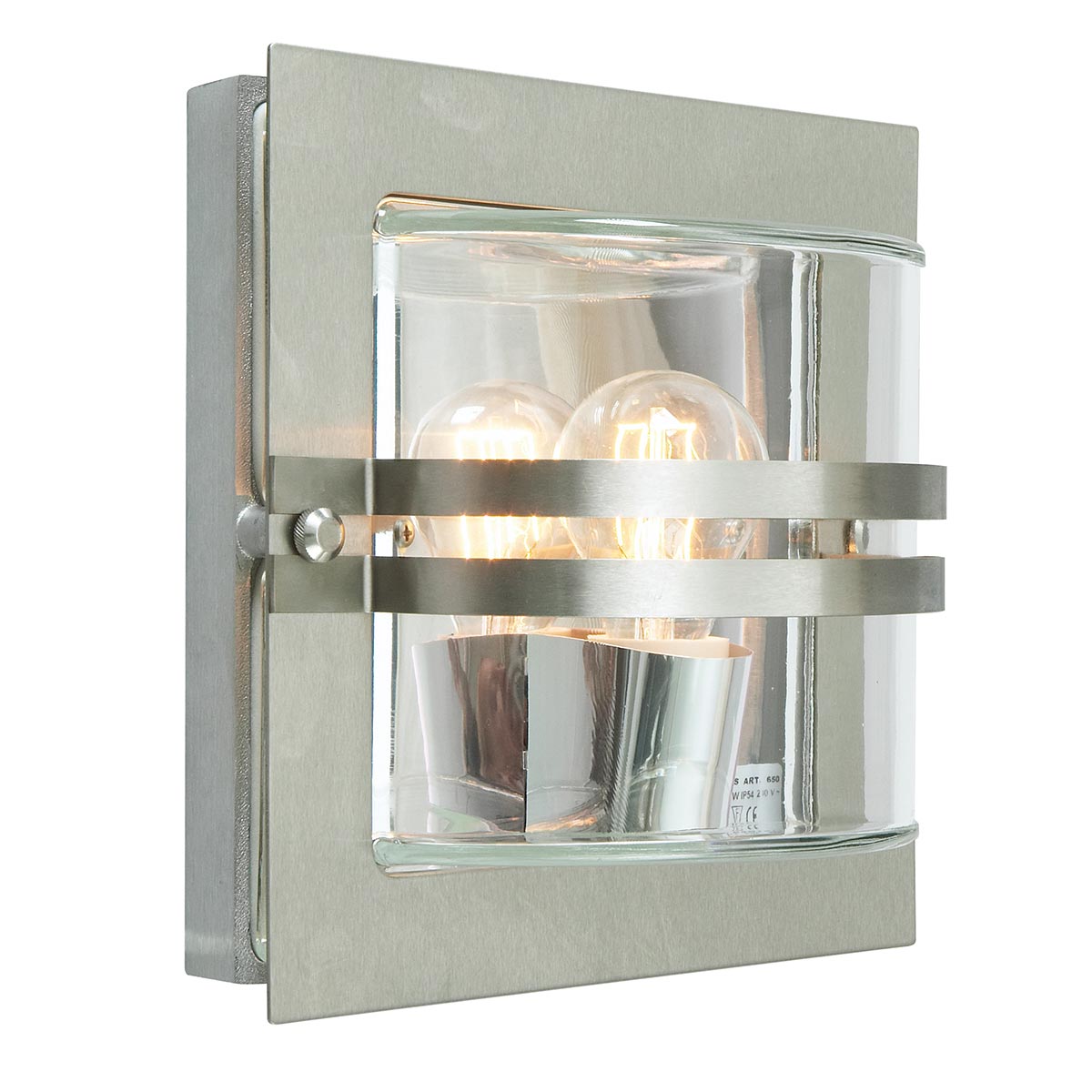 Norlys Bern 1 Light Wall Lantern - Stainless Steel With Clear Glass BERN-E27-S-S-C