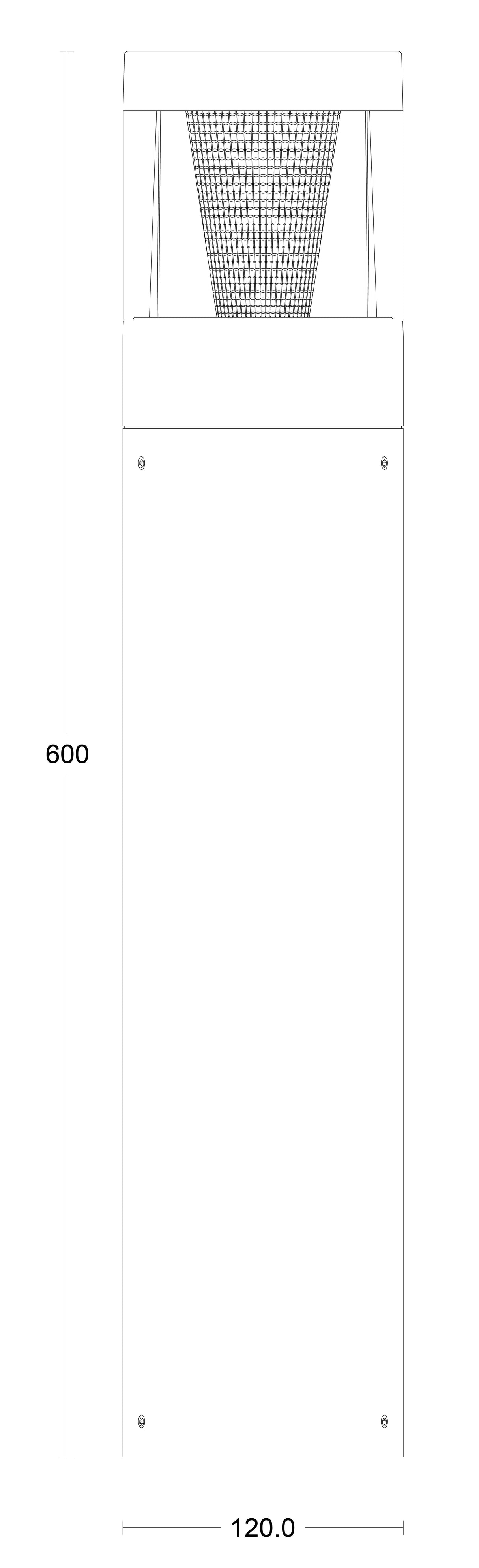 JCC JC039003 Bollards 600mm 12W/16W/20W 27K/3K/4K/57K IP65 Black Radial PIR Sensor