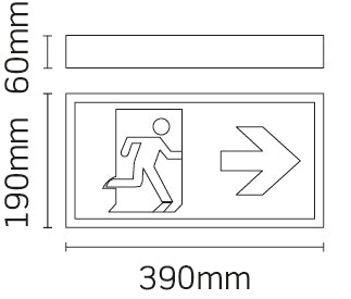 JCC Lighting JC50303 Exit Box Maintained 3M IP20 191X395mm 1800mAh including 1pcs Legend