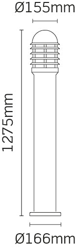 JCC Lighting JC39203BLK NiteLED™ Mains IP44 Tall Louvred Bollard Unlamped E27 Black