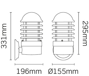 JCC Lighting JC39222BLK NiteLED™ Mains IP44 Louvred Wall Light E27 Black
