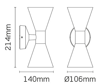 JCC Lighting JC17035 Surface mount up/down light GU10 2 x 5W max IP65