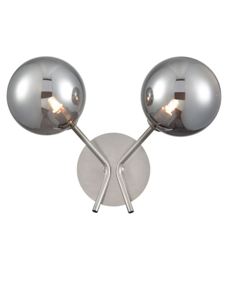 Franklite Cosmic 2 light wall bracket in satin nickel with smoked glass Cosmic part no - FL2469-2-376