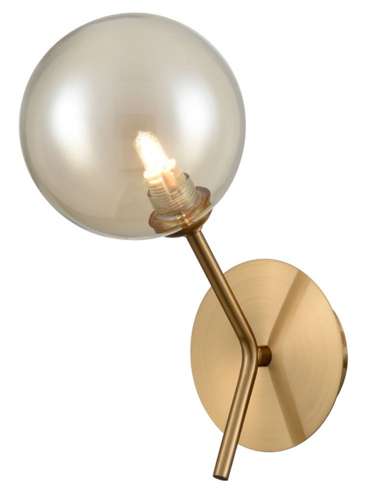 Franklite Cosmic 1 light wall bracket in antique gold with amber glass Cosmic part no - FL2470-1-377