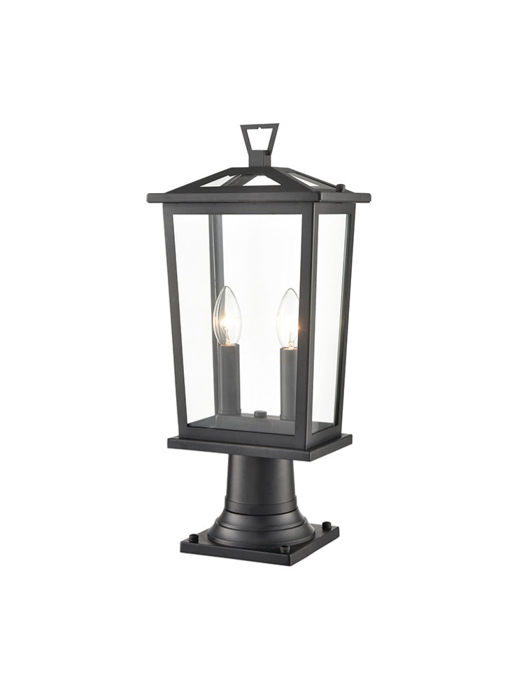 Franklite Dusk 2lt Exterior Pedestal in Matt Black Dusk part no - EXT6649