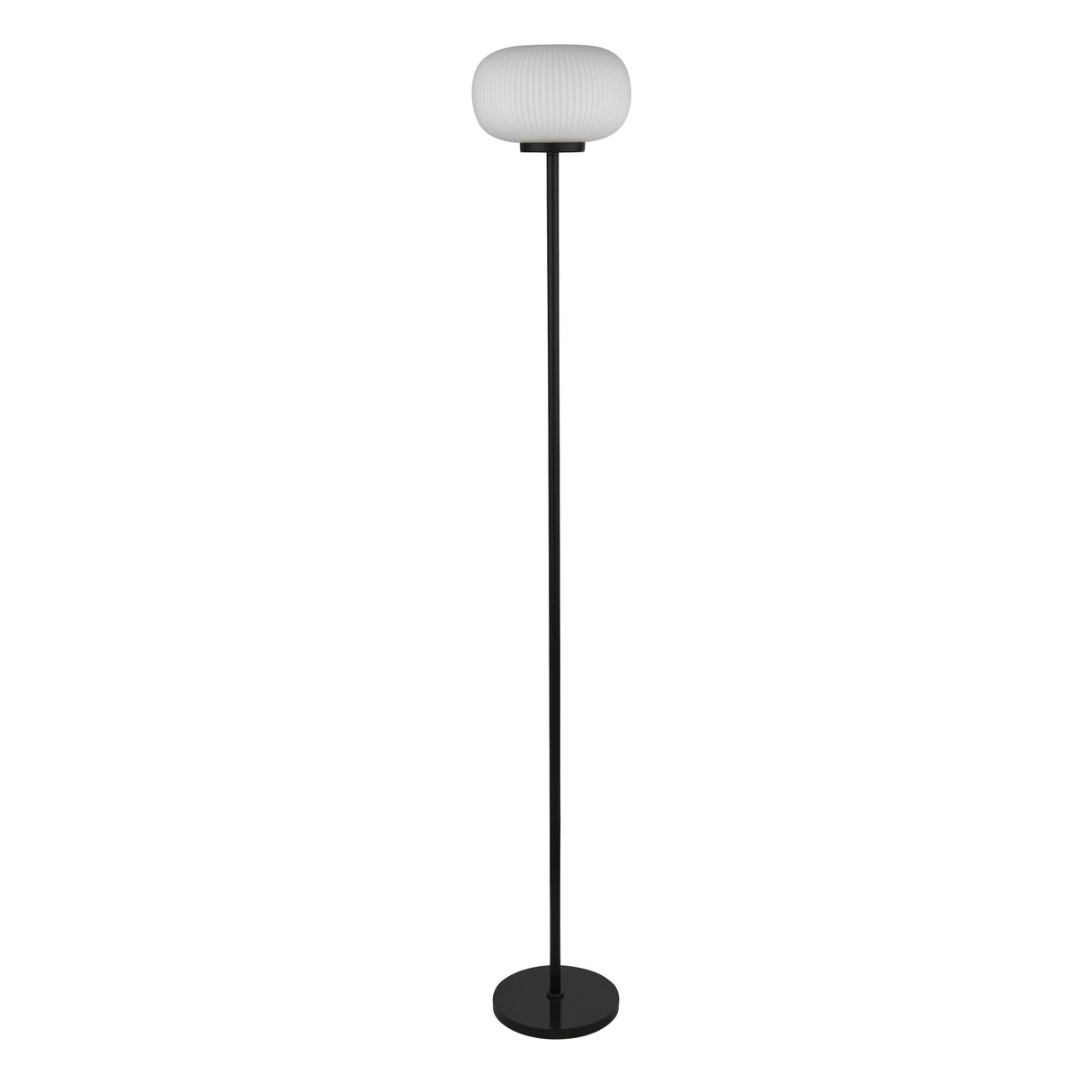 Searchlight Electric Lumina Floor Lamp - Black Metal & Opal Ribbed Glass 10274-1BK