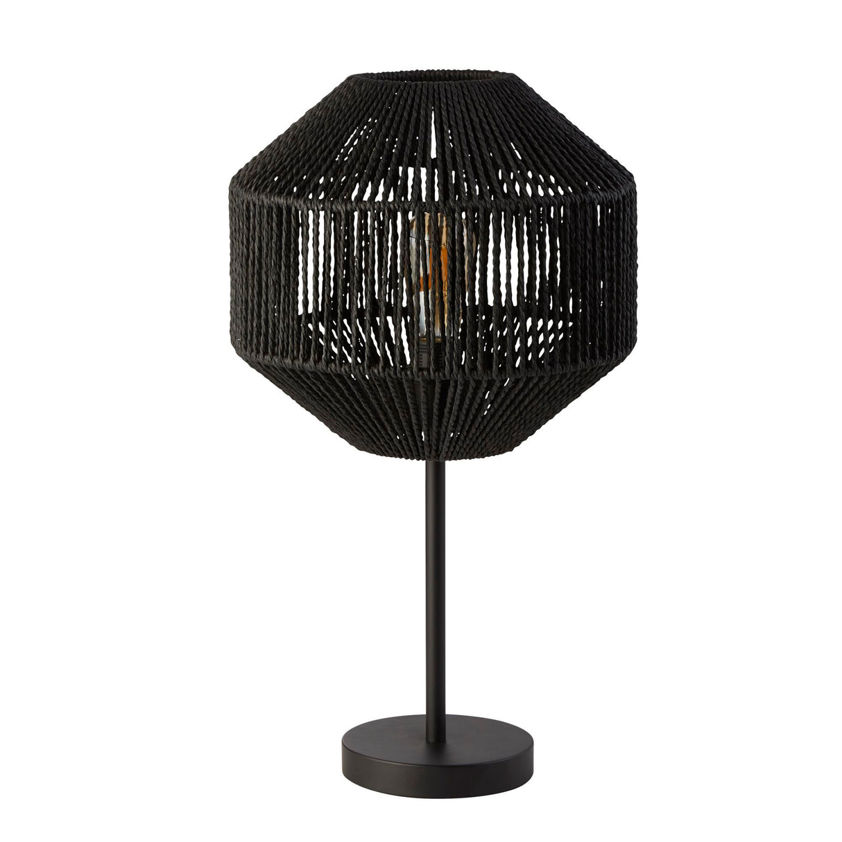 Searchlight Electric Wicker Table Lamp - Matt Black Metal & Black Rope Shade 11201-1BK