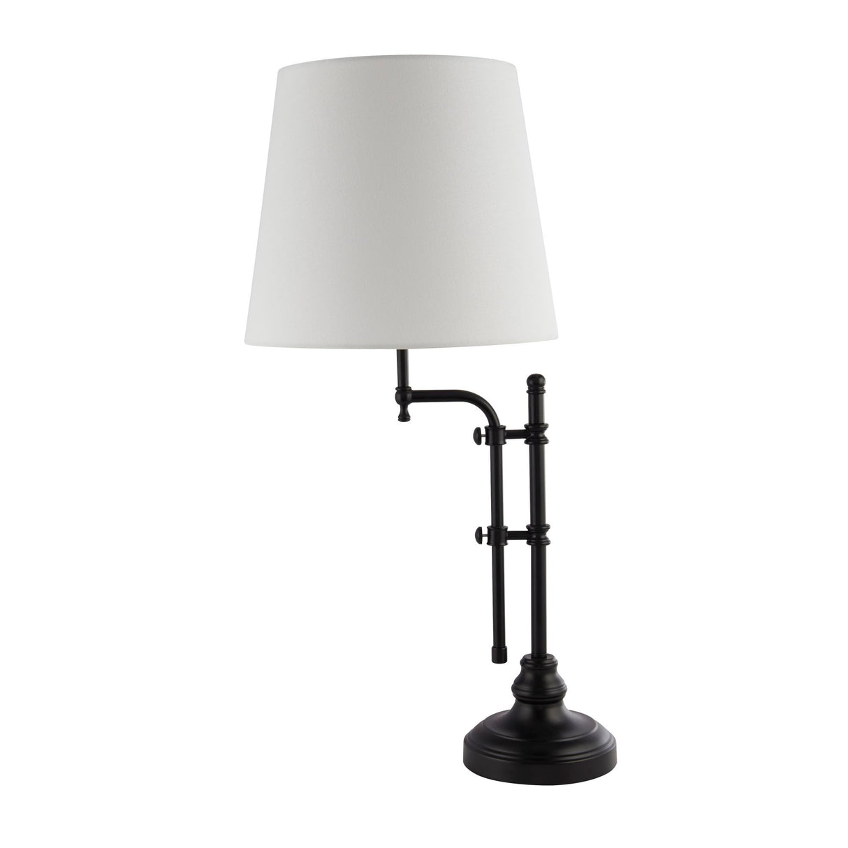 Searchlight Electric Munich Table Lamp - Matt Black Metal & Natural Linen Shade 12082-1BK