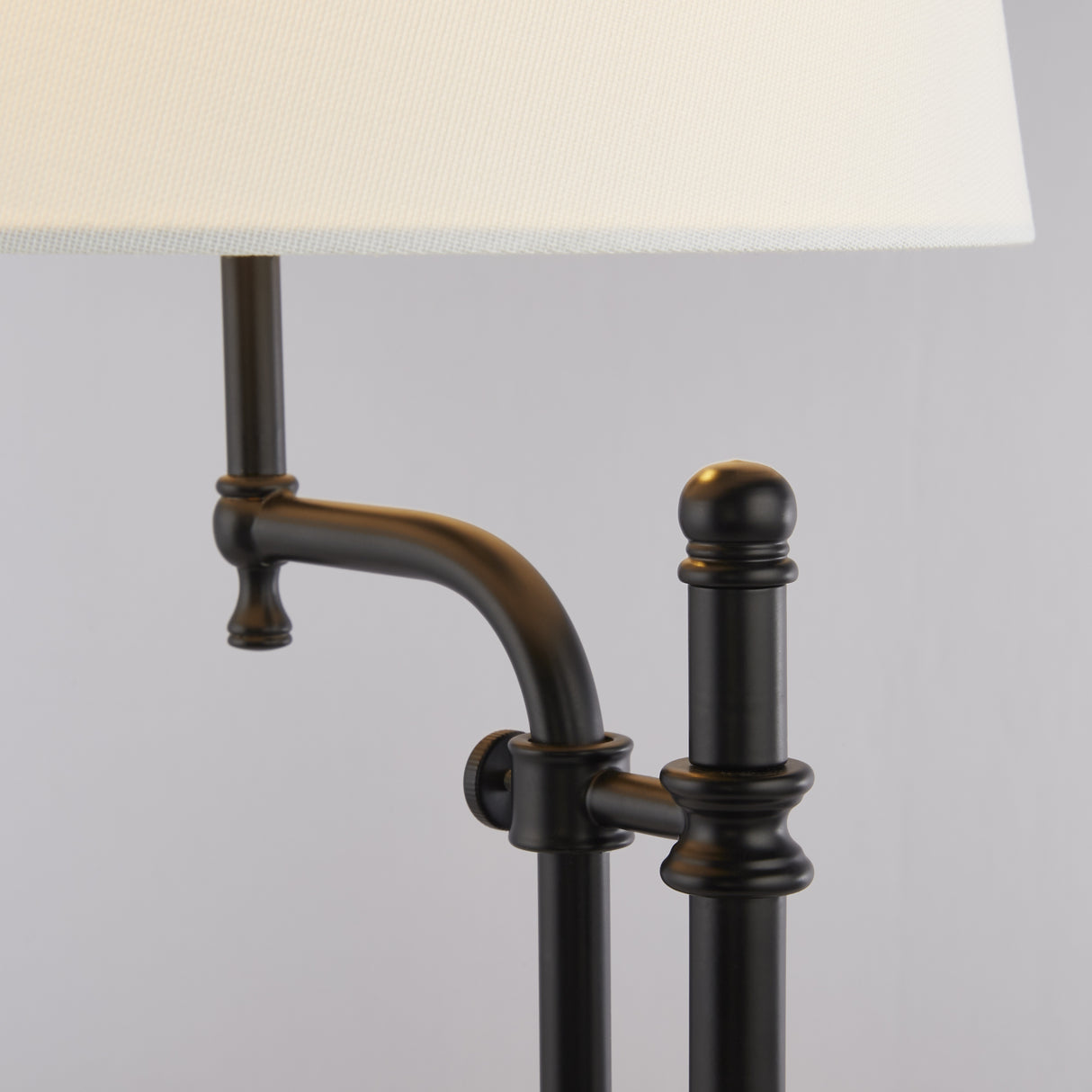 Searchlight Electric Munich Table Lamp - Matt Black Metal & Natural Linen Shade 12082-1BK