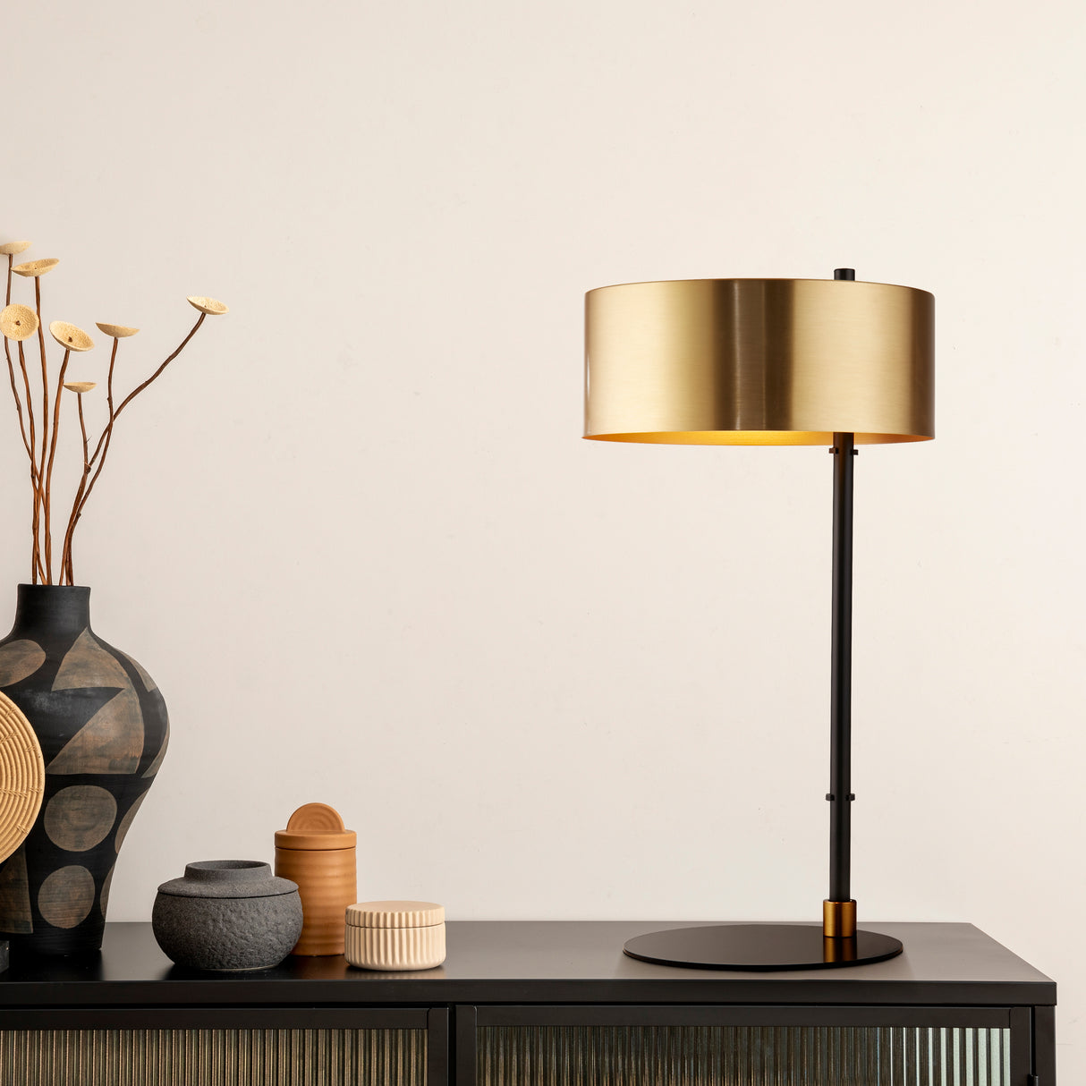 Searchlight Electric Knox Table Lamp - Black & Gold Metal 20224-1GO