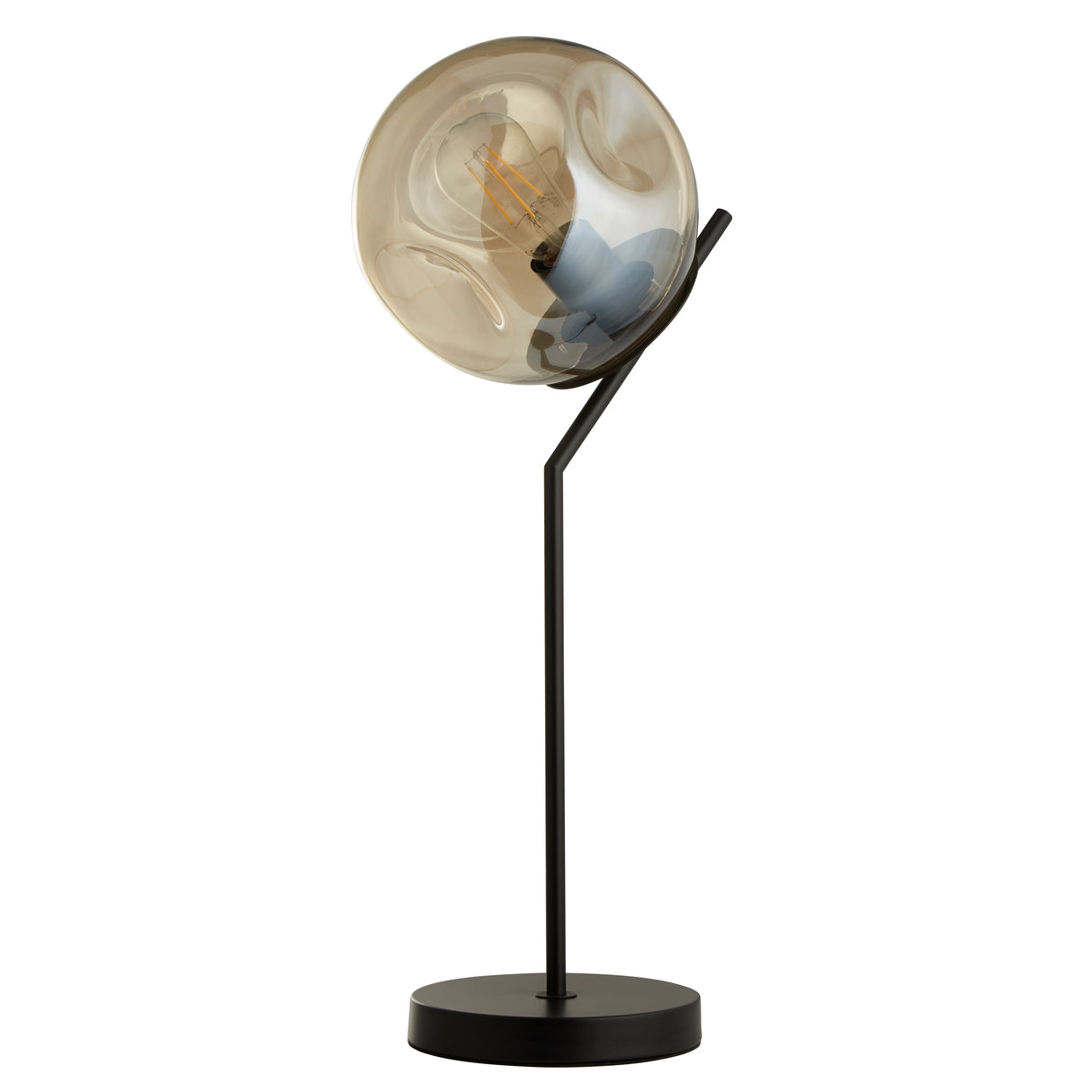 Searchlight Electric Punch Table Lamp - Black Metal & Champagne Punched Glass 22121-1BK