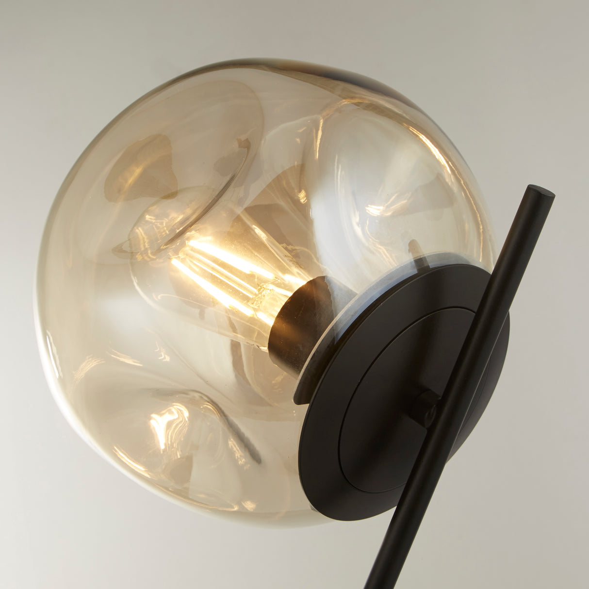 Searchlight Electric Punch Table Lamp - Black Metal & Champagne Punched Glass 22121-1BK