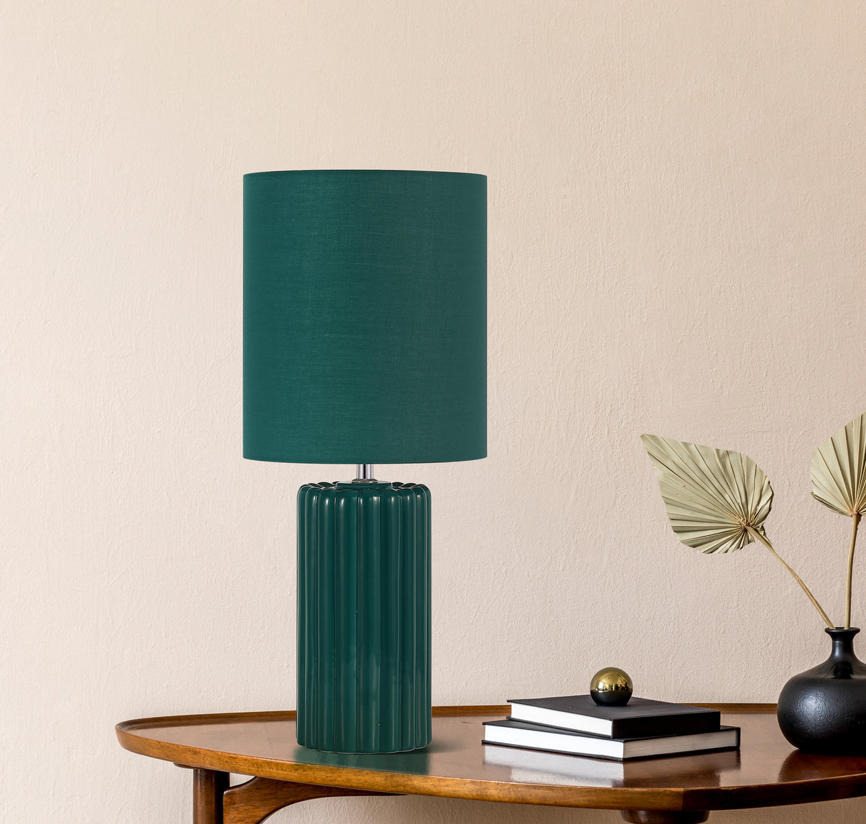 Searchlight Electric Groove 1Lt Table Lamp, Olive Green with matching Shade 22353GR