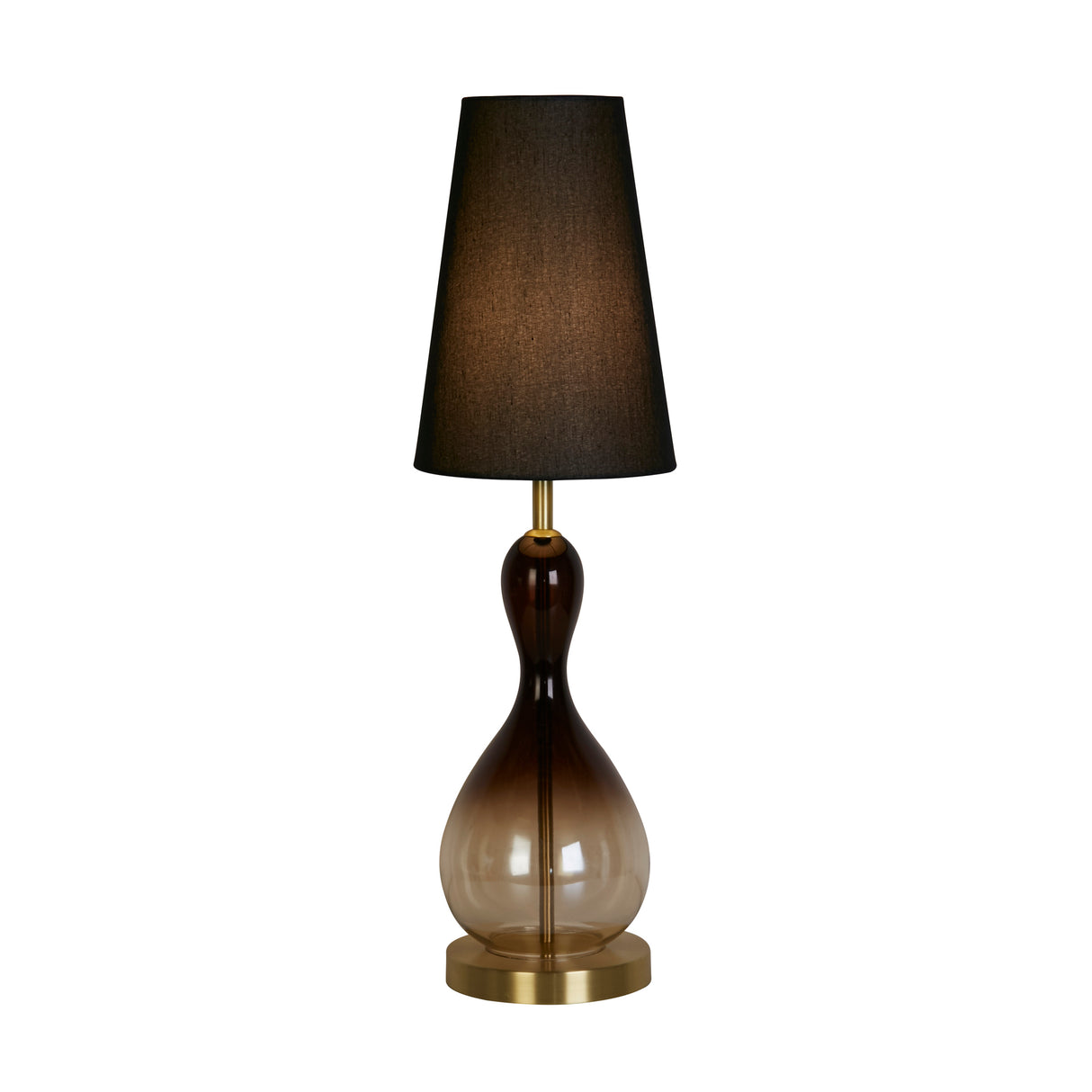 Marakesh 1Lt Table Lamp Satin Brass Metal Black Ombre Glass