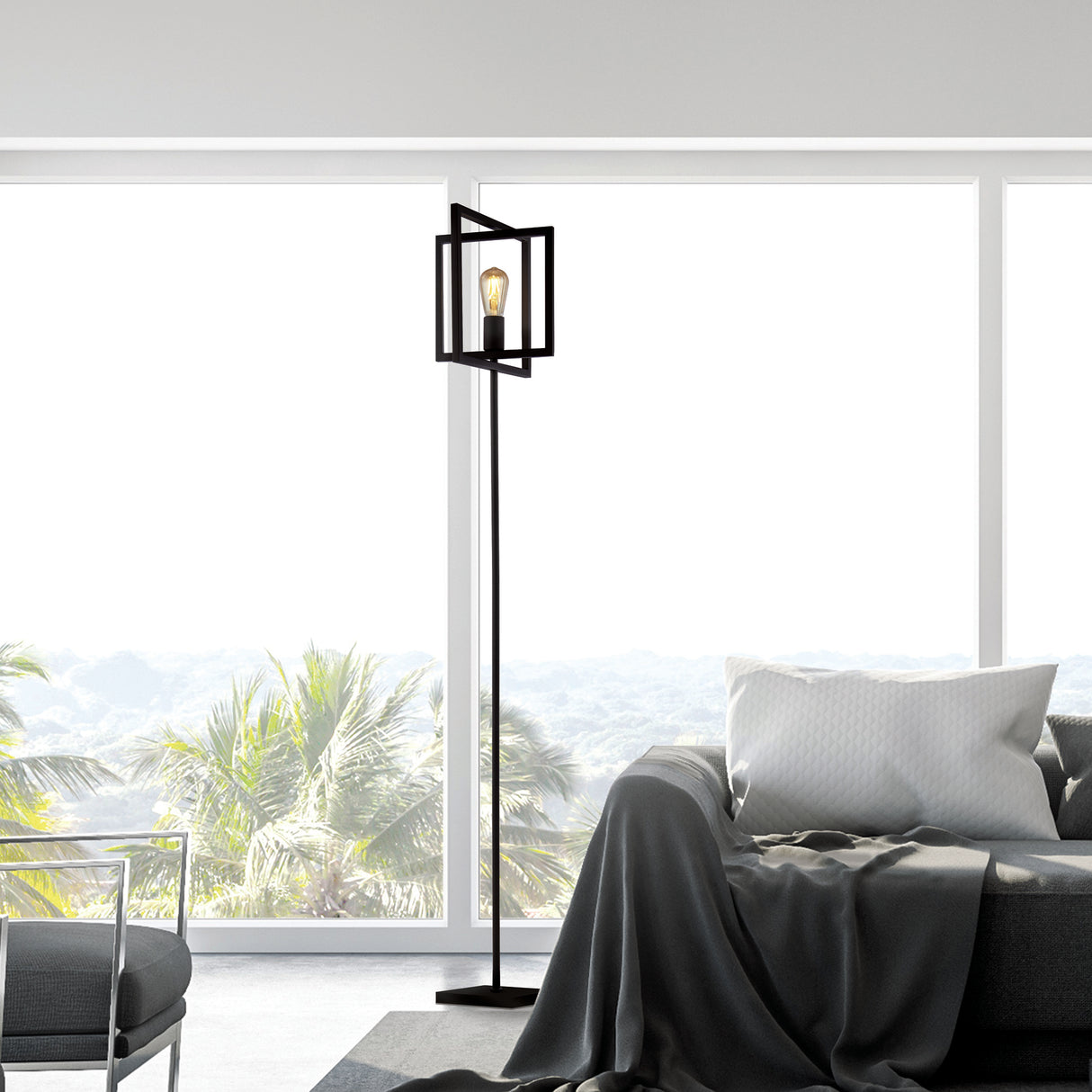 Searchlight Electric Plaza Floor Lamp - Matt Black Metal 23202-1BK