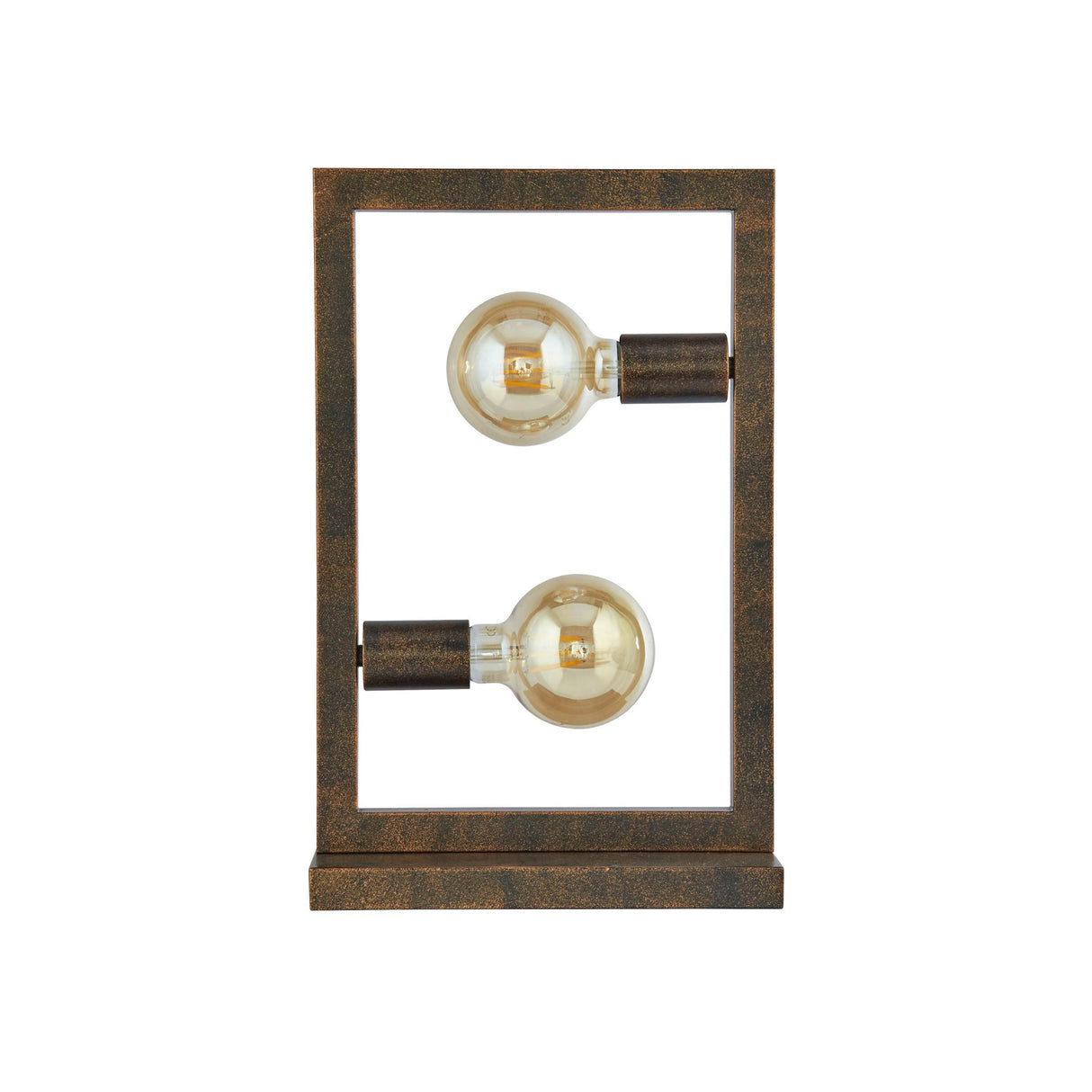 Searchlight Electric Oblong 2Lt Table Lamp - Rustic Brown Metal 24101-2RU