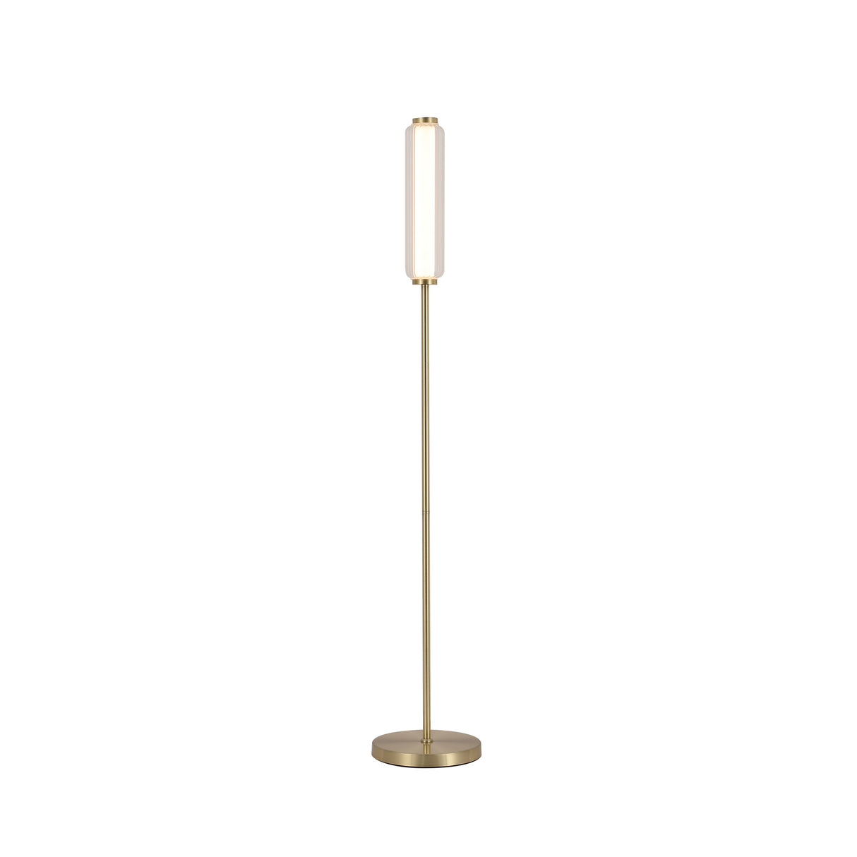 Mod LED Floor Lamp, Satin Brass Metal, Opal Acrylic & Clear