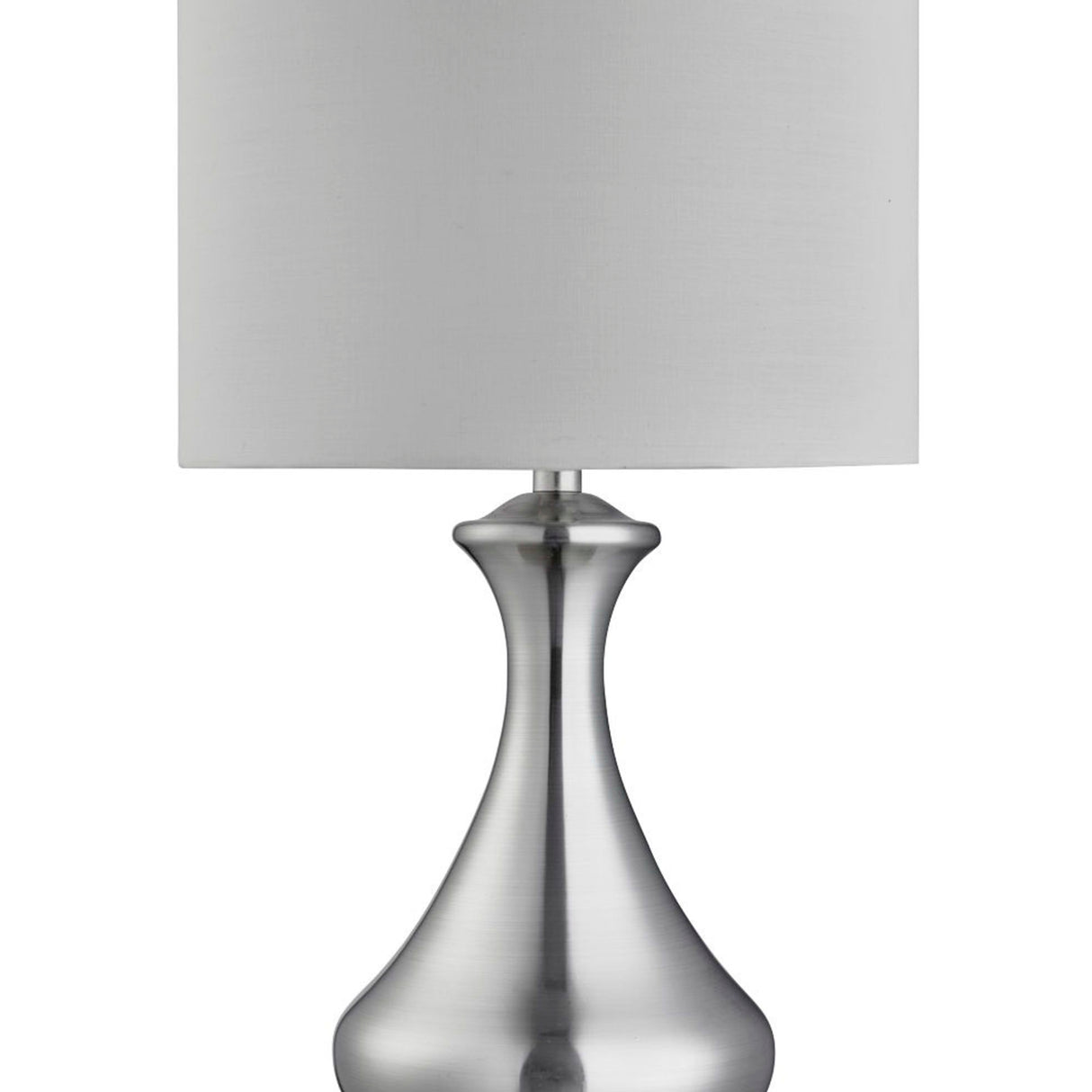 Searchlight Electric Touch Table Lamp - Satin Silver Metal & Ivory Fabric Shade 2750SS